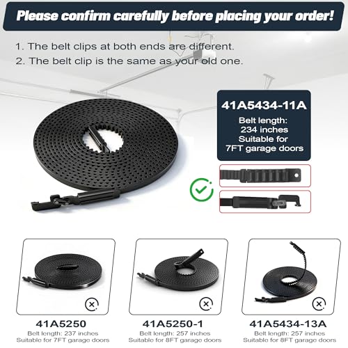 Image of 41A5434-11A Garage Door Drive Belt 234 inch for 7ft High Garage Doors | 41A5434-11A Whisper Drive Belt, Compatible with Multiple Models of Chamberlain / Craftsman / Liftmaster Garage Door Openers