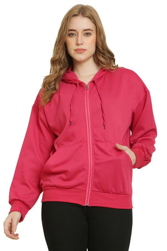 Womens Zipper Jacket Fleece Fabric Sweatshirt Latest Solid Stylish Hoodies Full Sleeves Winter Wear Regular Fit for Women-image-47