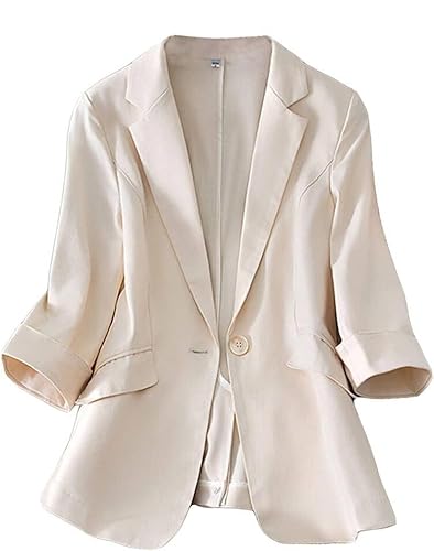 [Bestill] スーツ ジャケット レディース テーラードジャケット 大きいサイズ カジュアル おしゃれ コート 着痩せ ビジネス 通勤 フォーマル 入学式 春夏秋 S124 (ベージュ, XL)