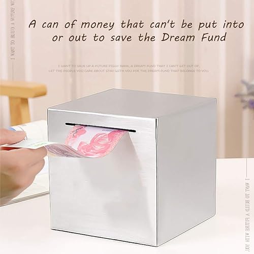 Miniatura 3 de Alcancía segura, caja fuerte de acero inoxidable, caja de ahorros para adultos y niños, solo puede ahorrar la alcancía que no se puede sacar, debe