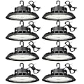 JC-LGL UFO LED High Bay Light 100W 8Pack, High Bay LED Shop Lights 14,000LM Dimmable, 6' Cable with US Plug, Hanging Hook, Safe Rope, High Bay LED Light for Warehouse Factory Barn Shop