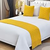 Zhiyuan Tassel Solid Knitted Bed Runner Decorative Bed End Scarf Woven Sofa Throw Blanket 50" x 90.5