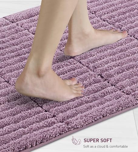 Image of Obsessions Soft & Plush Bath Mat | Quick Dry, Stain & Skid Resistant | Luxuriously Soft, Long Lasting Color | TPR Latex Backing, Size 50x80 cm, Onion Pink & Plum