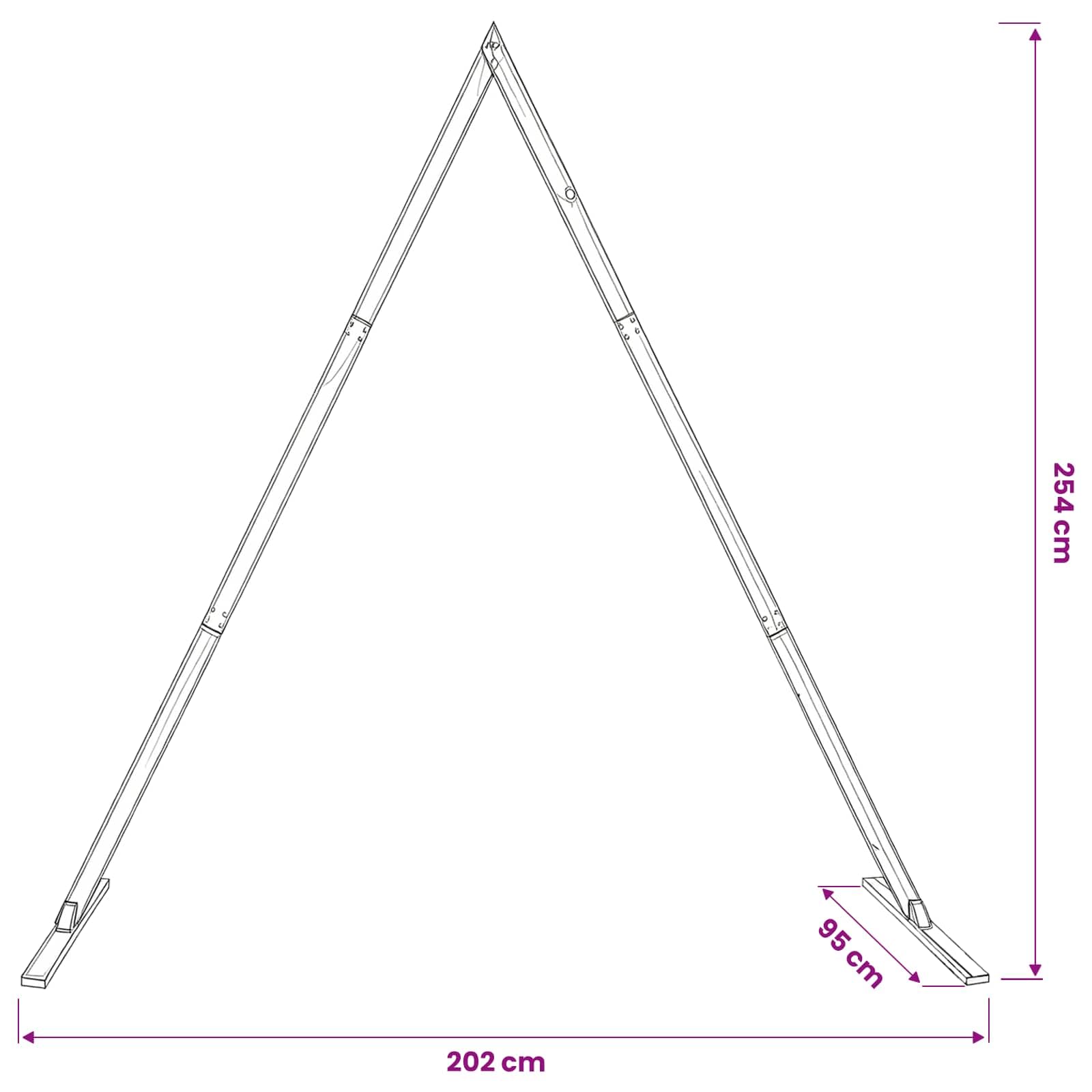 vidaXL Arco de Boda Marrón Claro 202 x 95 x 254 cm