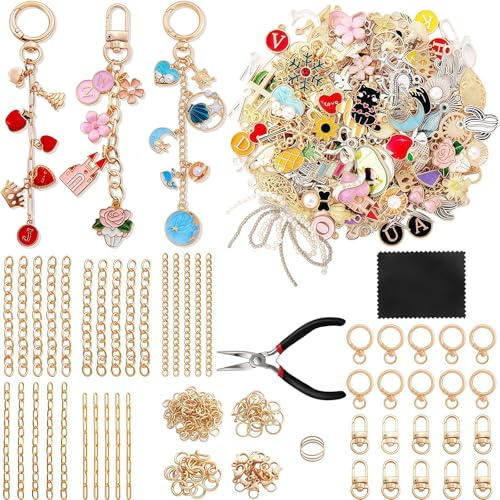 AstraGlam Lot de 325 pièces pour création de porte-clés – Kit de création charms et...