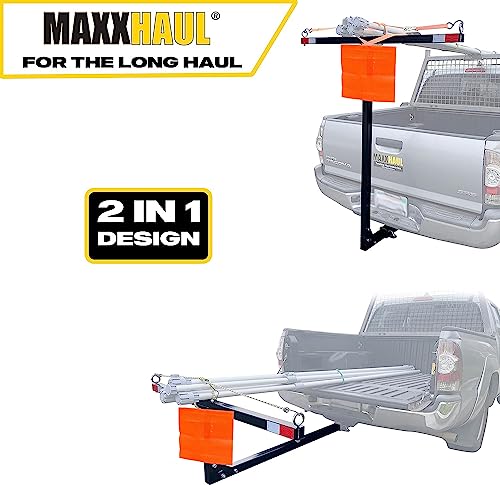 Image of MaxxHaul 70229 Pick-Up Truck Bed Extender - 350 lb Capacity For Ladder, Rack, Canoe, Kayak, Long Pipes and Lumber , Black, 53.2 x 17.2 x 2.5 inches