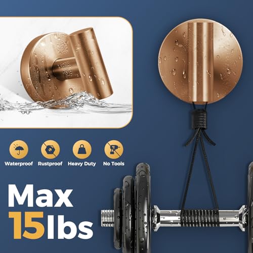 Image of Heavy Duty Suction Cup Hooks for Glass Window,Tile,Mirror,Removable Shower Hooks for Inside Shower,Metal Towel Hooks for Bathroom,2 Pack(Bronze)