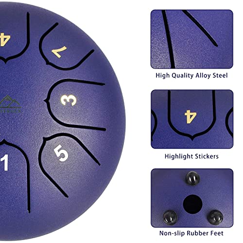 EASTROCK Steel Tongue Drum 6 Zoll 8 Noten, Panda Tank Drum C Key Handpan Percussion Instrument mit Reisetasche, Notenaufkleber, Fingerpicks, Notenbuch (Blue) - Image 4