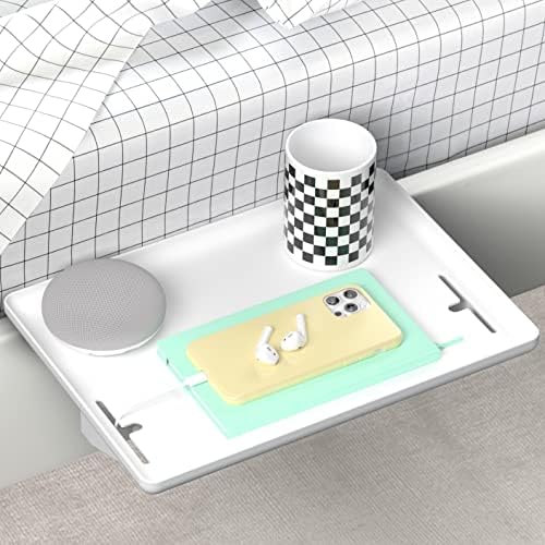 BedShelfie CableCatch The Original Bedside Shelf for Bed Bed Bunk Bed Shelf College Dorm Room Essentials Dorm Bed Shelf Clip-on Table Tray Caddy As Seen On Business Insider (CableCatch, White)