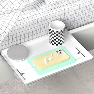 BedShelfie CableCatch The Original Bedside Shelf for Bed Bed Bunk Bed Shelf College Dorm Room Essentials Dorm Bed Shelf Clip-on Table Tray Caddy As Seen On Business Insider (CableCatch, White)