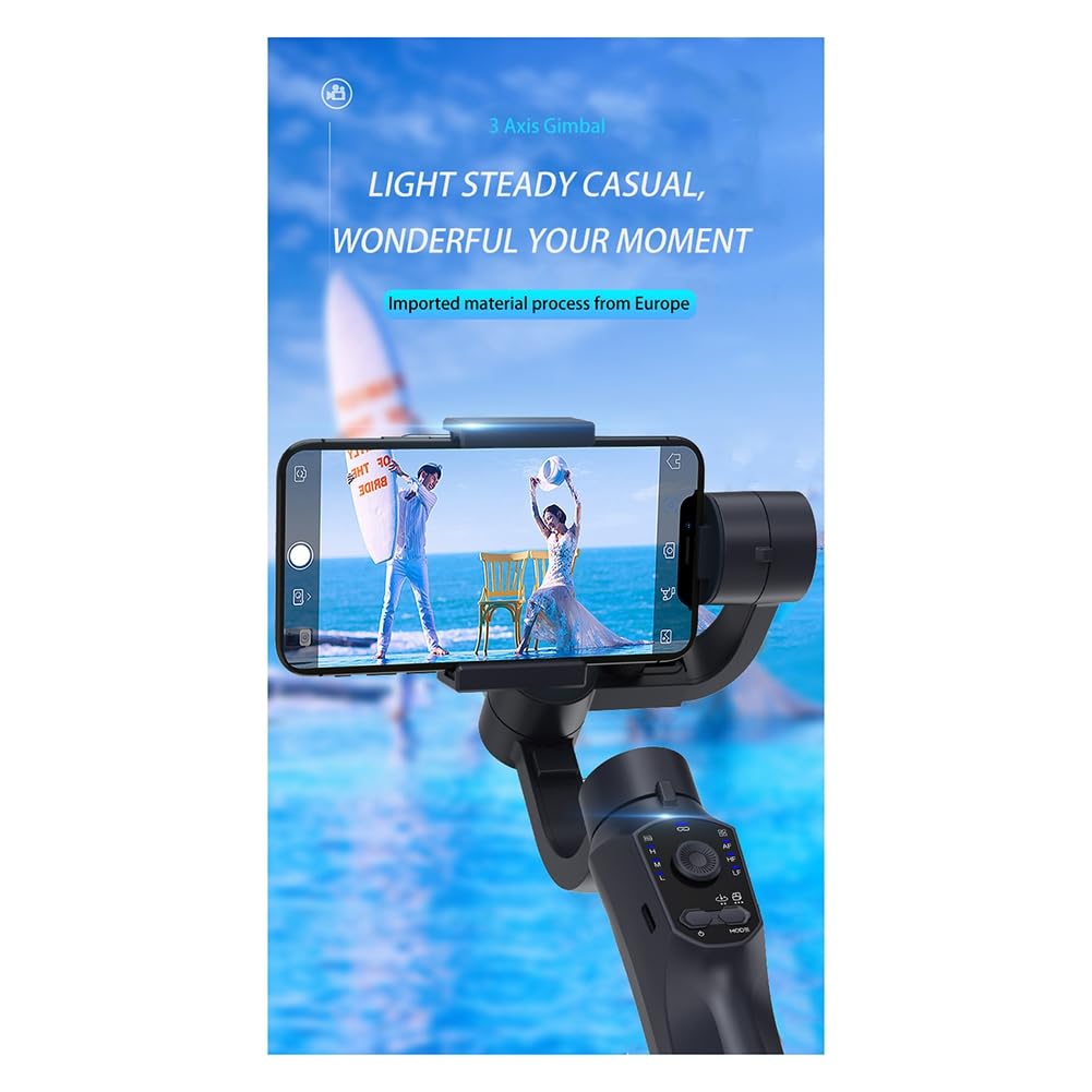 Estabilizador de Cardán de 3 Ejes para Teléfonos Inteligentes, Seguimiento Compatible con Aplicaciones, Zoom con Rueda, Automática de Fotografías Panorámicas