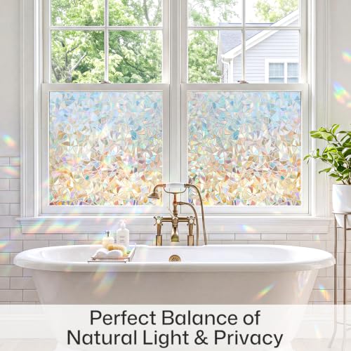 Image of Coavas Rainbow Window Privacy Film, Stained Glass Cling, 29.5 inch x 78.7 inch