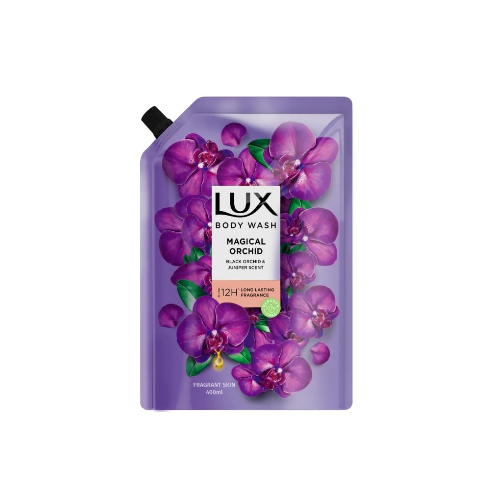 LUX, Black Orchid & Juniper Oil Bodywash, Refill Pack, 400 ml, for Soft and Glowing Skin, with Glycerin, Long Lasting Fragrance, Paraben Free, for Women-image-42