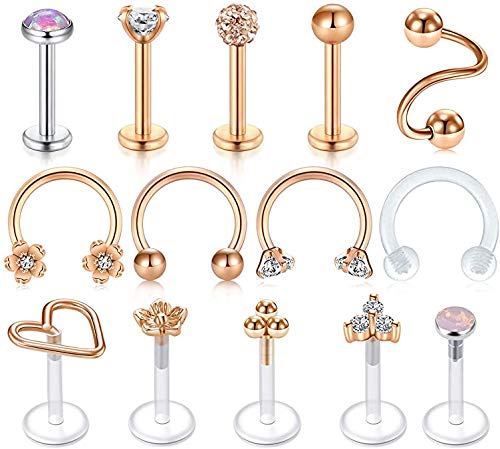 Lot De 6 Piercings Nez Acier Chirurgical Noir Et Doré - Piercings 2mm 2.5mm 3mm - 20G