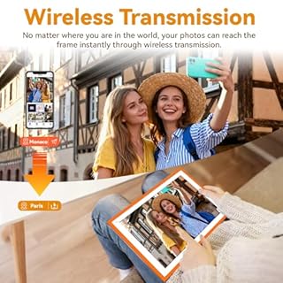 Battery Power Digital Photo Frame Electronic LED Screen Customizable Touchscreen 10.1'' 1920x1080 HD IPS, Share Photos and Videos 6 Hours,32GB,Wedding Ideal Christmas for Loved Ones