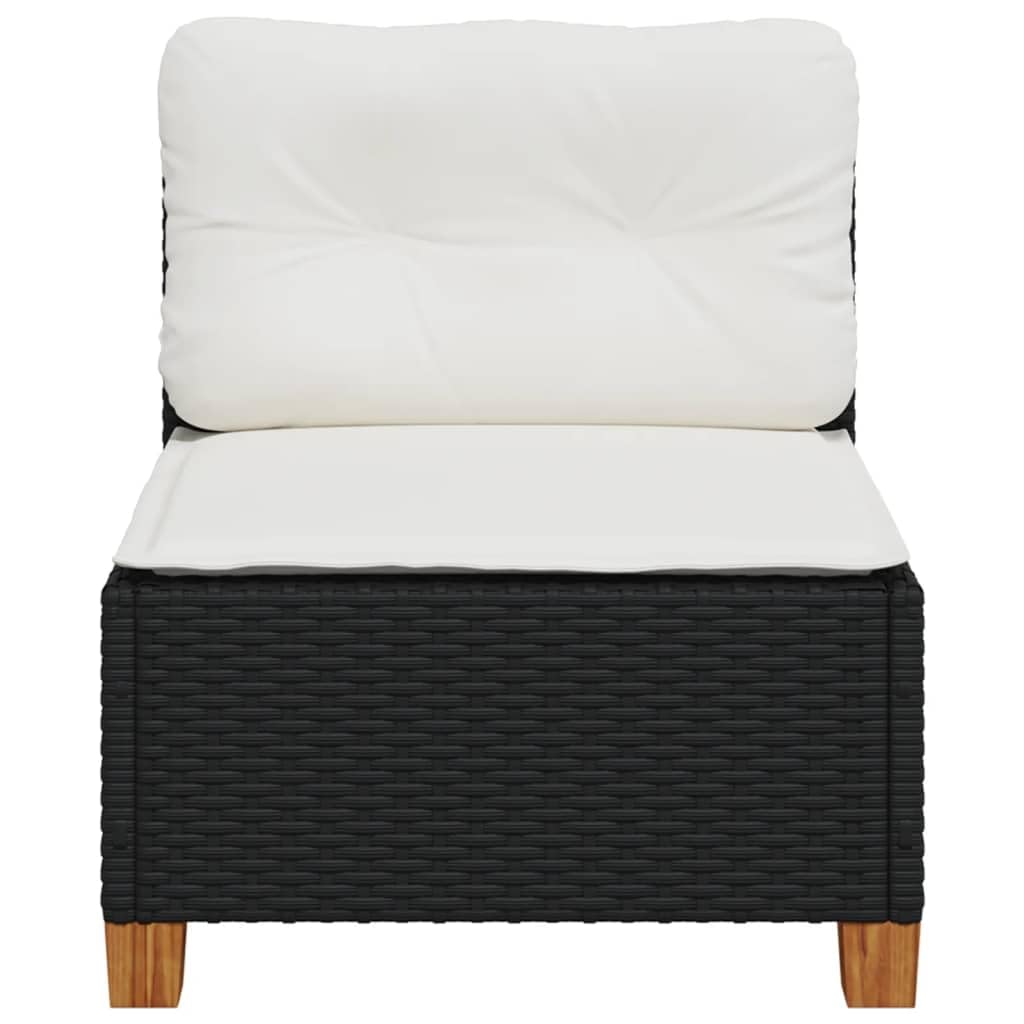 Homgoday Sofá de jardín sin reposabrazos con Cojines Negros de poliratán, Muebles de Exterior para jardín, Cama, sofá, sofá, sofá, jardín, salón, terraza, Exterior Sofá Individual