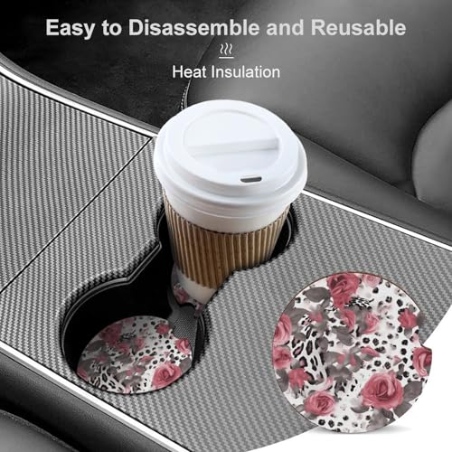 Posavasos para portavasos de carro, 2 unidades, diseño de leopardo miniatura 4