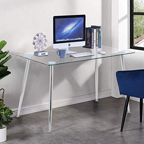 GOLDFAN Modern Glass Computer Desk Table on...
