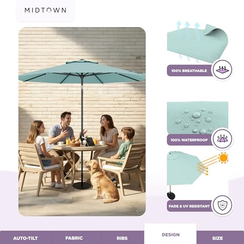 Image of Midtown Umbrellas Lean - 8 Ft Patio Umbrella, Aqua Canopy