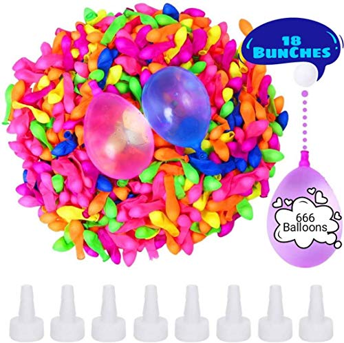 Water Balloons for Kids Girls Boys Balloons Set Party Games Quick Fill 666 Balloons 18 Bunches for Swimming Pool Outdoor Summer Fun