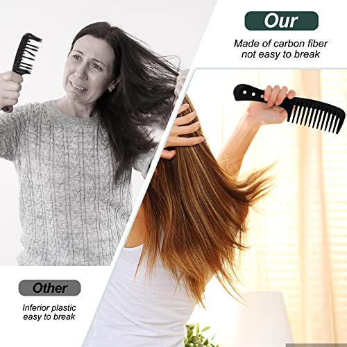 Foto von Sularpek Kamm für Locken, Breite Zinken Kamm, Antistatisch, Premium Grobzinkiger Carbon, Barbier Haarstyling Salon Lockenkamm Hitzebeständiger Antistatischer Carbon