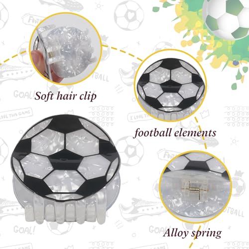 Pinza para cabello con diseño de balón de fútbol Blanco miniatura 3
