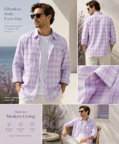 Image of Afflatus Men's Checked Casual Premium Cotton Blend Full Sleeve Regular Fit Check Shirt for Man | Stylish Checks Shirt for Casual Wear | Cotton Shirt for Men