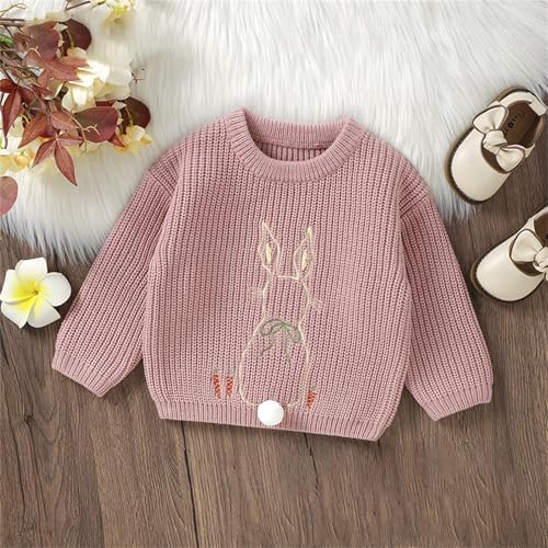 Boys Girls Cute Easter Knit Sweater Round Neck Long Sleeve Ribbed Warm Pullover Solid Color Soft Cozy Knitwear2