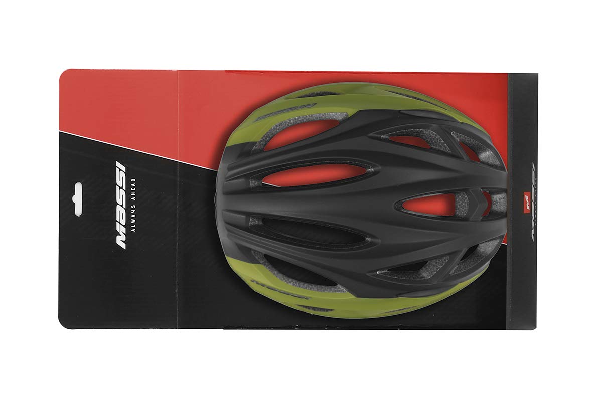 Massi Pro Casco para Bicicleta, Deportes y Aire Libre, L, Negro/Verde