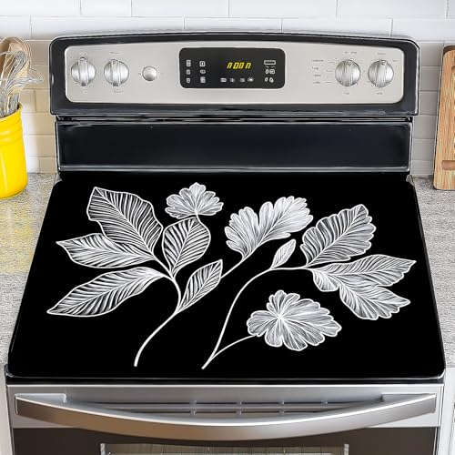 Image of Stove Top Cover for Electric Stove,Glass Stove Top Cover, Heat Resistant Glass Cooktop Cover, Stovetop Protector, Kitchen Decor, Dish Drying Mats Cover for Ceramic Washer Top 28.5x20.5 inch