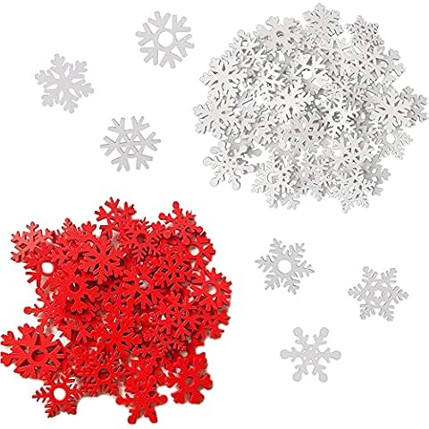 100 Piezas Copo de Nieve Colgante Madera Colgante de Navidad Cover