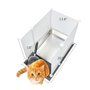 MEEXPAWS Stainless Steel Litter Box for Cats (18??14??4?) | Non Stick | Odor Control |Metal cat Litter Scoop | Cat Litter mat | Splash Guard | Easy Clean