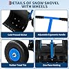 Snow Shovel for Driveway with Wheels, 29.1" W x 16.5" H, Heavy Duty Snow Pusher, Snow Plow Shovel Rolling, Adjustable Angle & Height Carbon Steel Metal Blade, for Snow Removal Clear, for Garden, Deck #3