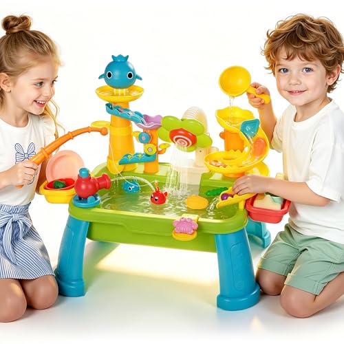 Bosmsd Upgraded Toddler Sand Water Table Toy with Electric Water Pump, Kids Sand Water with Faucet/Play Food Accessories/Fishing Toy, Kitchen Play Sink Toys for Girl Boy Age 3+ — view 2