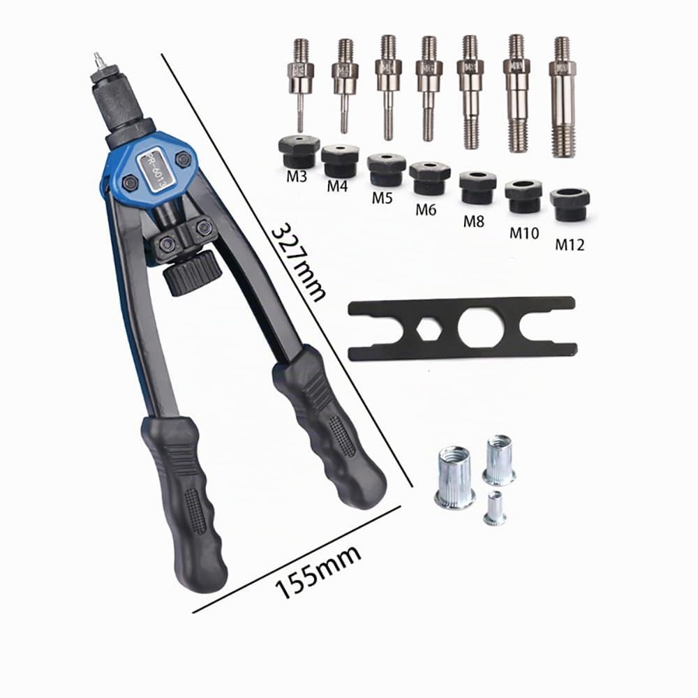 NEWFUN Pince Rivet, Pince a Insert Fileté, Jeu de Pinces à Riveter, Contient 110 Inserts Filetés et Pinces de Serrage de Tailles M3 à M12