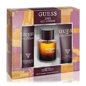 GUESS 1981 Los Angeles Men/Homme Eau de Toilette 3 Piece Gift Set – Cologne Spray 3.4 Fl. Oz., Deodorizing Body Spray 6.0 Oz., & Shower Gel 6.7 Fl. Oz.
