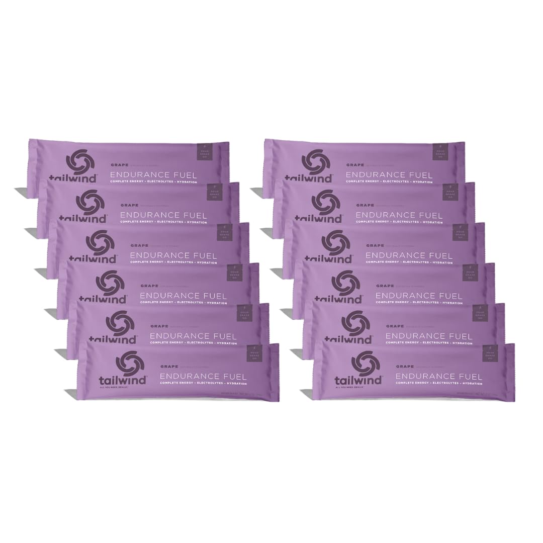 Endurance Fuel, Sports Drink Powder Single Serving with Electrolytes, Non-GMO, Free of Soy, Dairy, and Gluten, Vegan-Friendly, Grape, Pack of 12