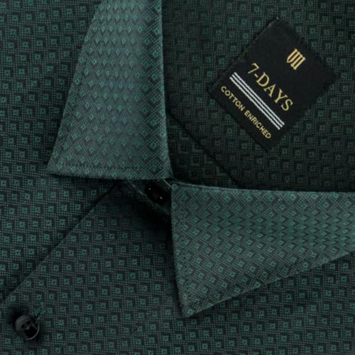 Image of 7-DAYS Premium Men's Formal Shirts - Cotton Rich, Textured Self-Design, Full Sleeve, Regular Fit, Wrinkle Resistant, with Pocket - Perfect for Office