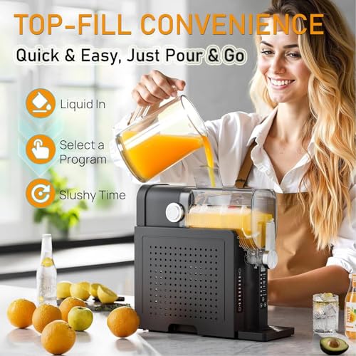 Slush-Maschine mit 2,5 l Fassungsvermögen, LED-Display, 6 voreingestellten Programmen und automatischer Reinigung – für Milchshakes, Margaritas, Cocktails, Frappé und Slush – Bild 3