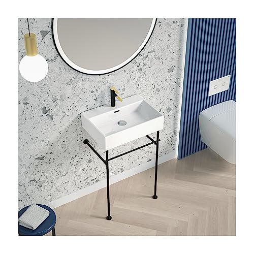 Meje #381-24" Bathroom Vessel Sink,3 Installation Ways,Console Sink, Above Counter Vessel And Wall Hung Vessel Sink, White #TOP8
