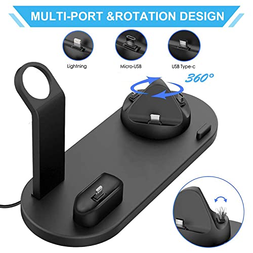 360 Rotation 3 In 1 Charger Station For Airpods Smart Phone Mobile Phone Multifunctional Charging Station 15W Fast Charge Wireless Charger, Portable Smart Watch Phone Cradle Dock Stand #TOP6