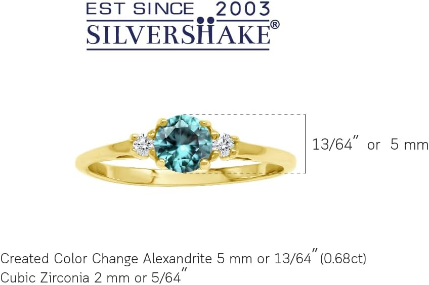 Silvershake Petite Design Round Shape Gemstone Birthstone White Gold Plated or Yellow Gold Plated 925 Sterling Silver Solitaire Promise or Engagement Ring Jewelry for Women - Image 4