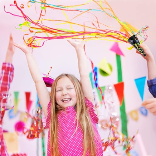 Image of Wanna Party Birthday Poppers Pull Streamers No Mess Party Poppers Ice Cream Streamers Easy to Clean Handheld Streamers, Ideal for Birthday and Events