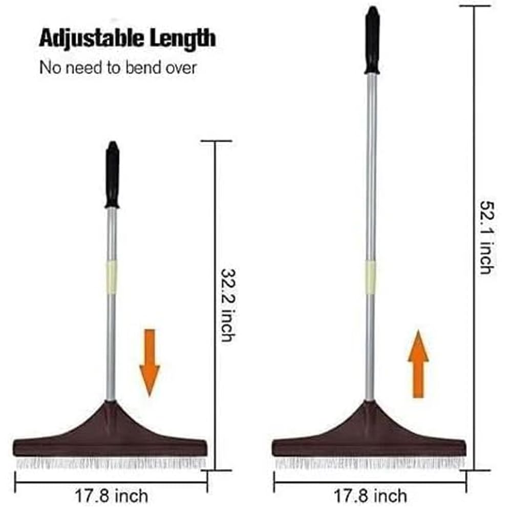 Suinga SPAZZOLA per pettinare il TAPPETO ERBOSO ARTIFICIALE - TAPPETI, asta telescopica da 122 cm, manico in acciaio resistente, erba sintetica, rastrello da giardino, marrone