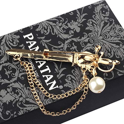 Image of Panjatan Royal Lion Knight Sword with Golden Chain Pin Brooch.
