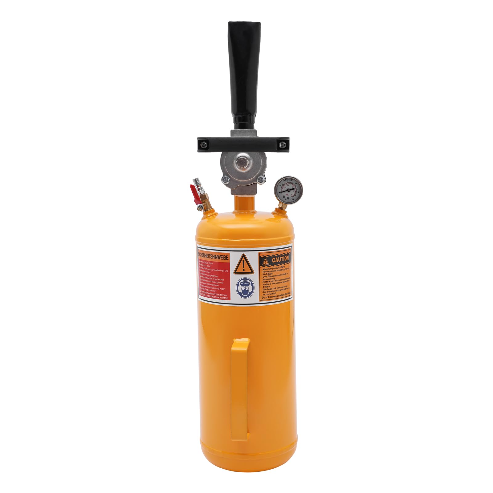 Inflador de neumáticos de 8 l, inflador de neumáticos profesional, para camiones, coches, coches, neumáticos con medidor (amarillo)