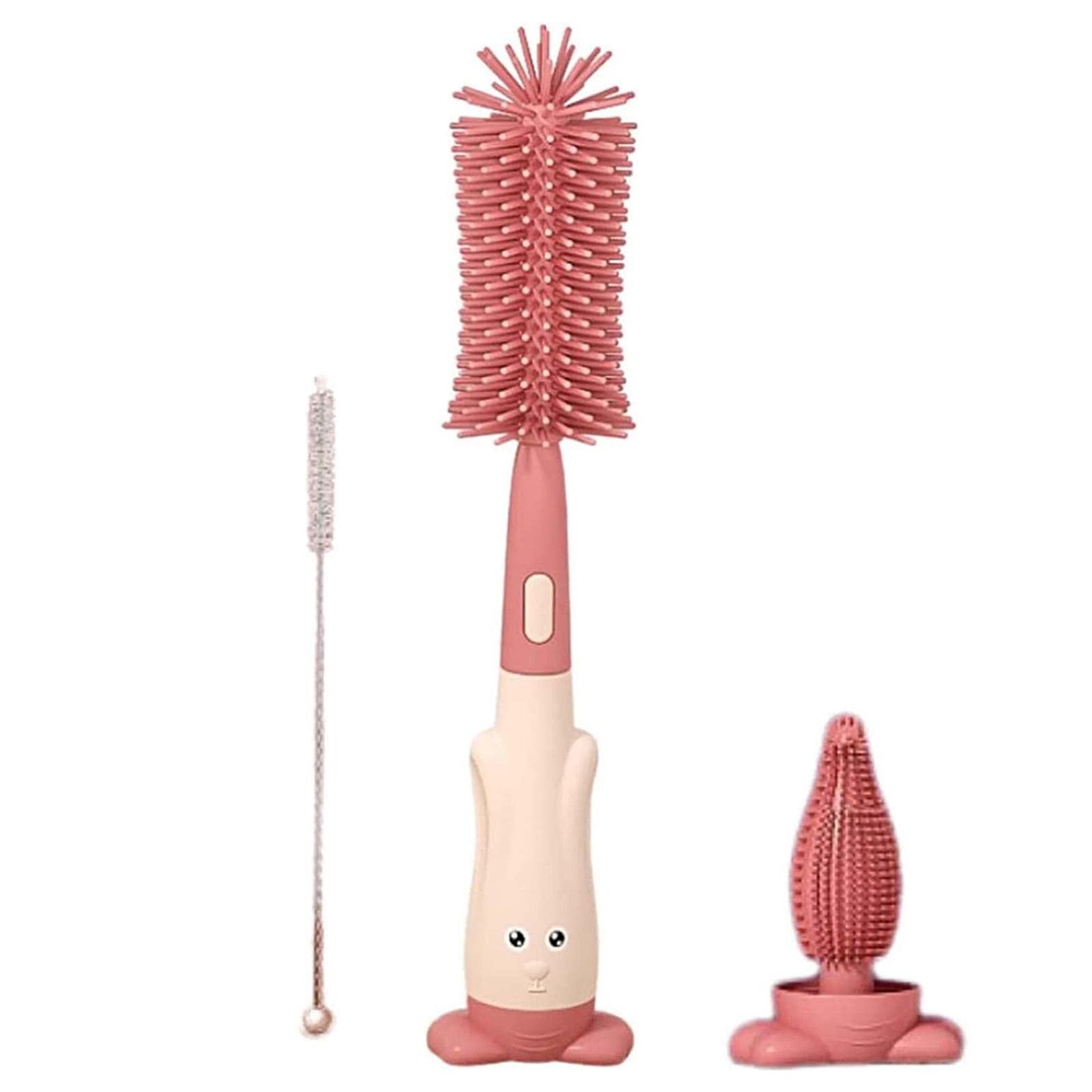 Kit Scovolino Biberon 3 In 1 In Silicone - Con Spazzola Per Capezzoli E Cannucce, Design Verticale Per Asciugatura