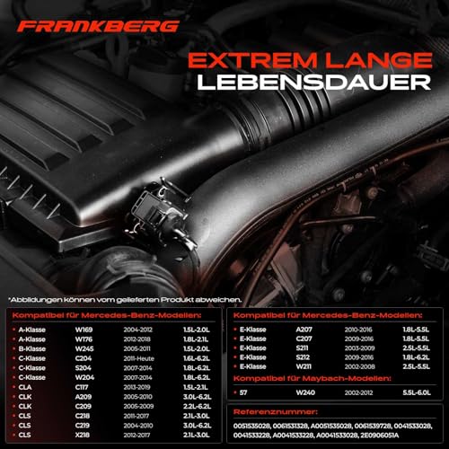 Frankberg Sensor Saugrohrdruck für CLA Coupe C117 CLK C209 A209 CLS C218 C219 X218 57 240 A-Klasse W169 W176 B-Klasse W245 C-Klasse W204 C204 S204 2002-2021 0041533028