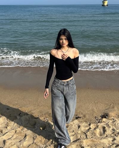 EMMIOL Baggy Jeans for Women, Mid Rise Wide Leg Jeans Plus Size Boyfriends Denim Pants, Y2K Vintage Style3