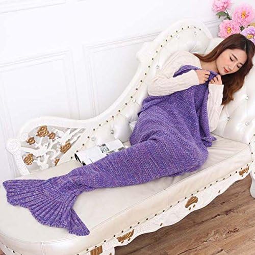 Yiyuanshuijing knitted Soft 75-Inch-by-34-Inch Mermaid Tail Blanket, Purple